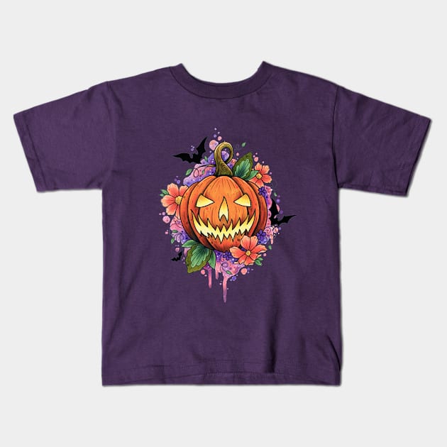 Jack O Lantern Pumpkin Design by Lorna Laine Kids T-Shirt by Lorna Laine